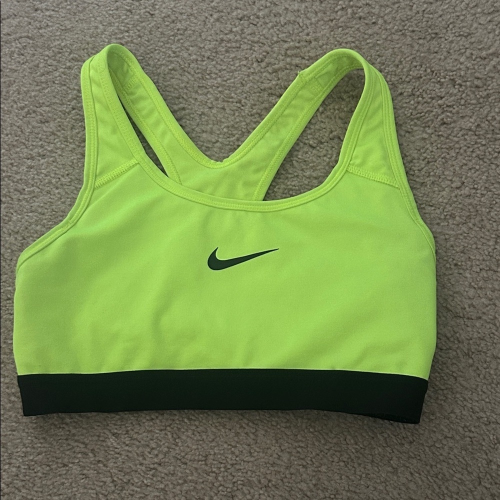Nike Neon Lime Racerback Sports Bra with Black Band